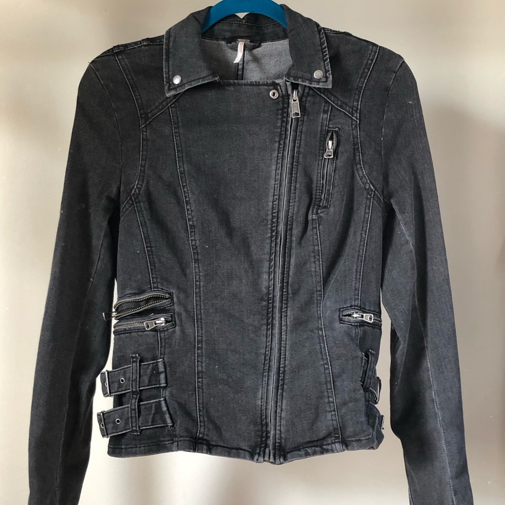 Free People Charcoal Denim Jacket